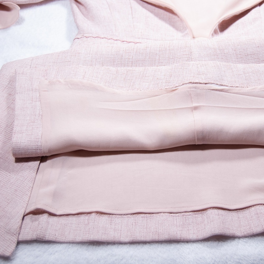 itMICHAA Pale Pink Textured Ruffle Collar Midi Dress 3/4 Sleeve Small - Picture 8 of 10